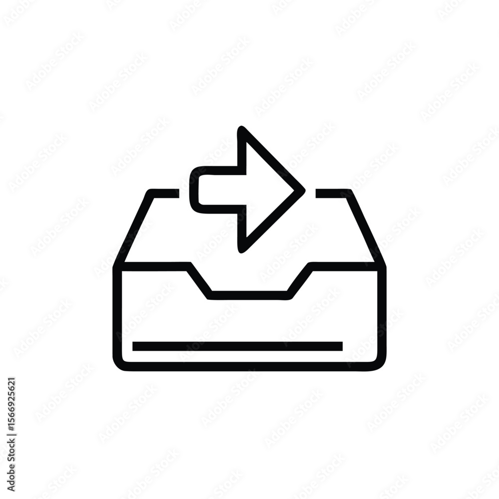 Poster inbox symbol with an arrow pointing right on a handdrawn send