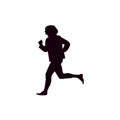 A dynamic silhouette of a person running, suitable for depicting activity, health, or fitness concepts.