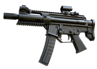 military submachine gun machine gun isolated on white background PNG, AI GENERATED