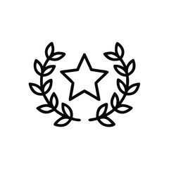 Obraz premium Outline star icon inside a laurel wreath on a symbol achievement leaves branch