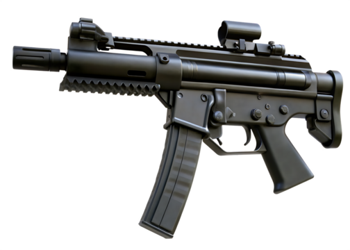 military submachine gun machine gun isolated on white background PNG, AI GENERATED
