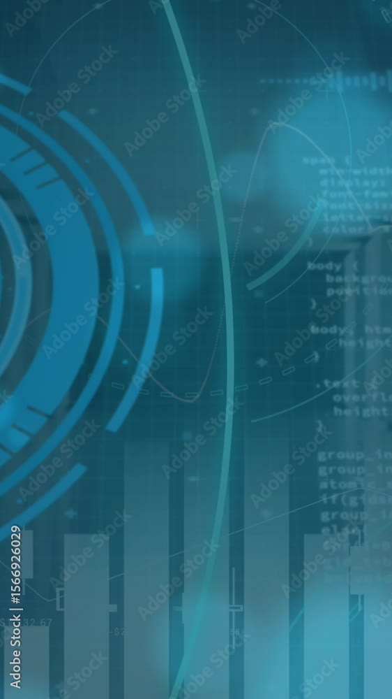 Poster animation of data processing with scope scanning over grid