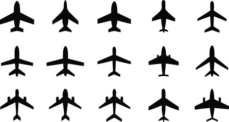 Set of airplane. Airplane icon set vector