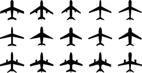 Set of airplane. Airplane icon set vector