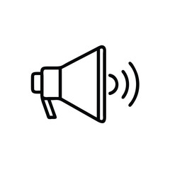 Outline megaphone symbol with sound waves on communication icon audio announcement
