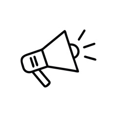 Outline megaphone symbol with sound waves on communication announcement icon loudspeaker