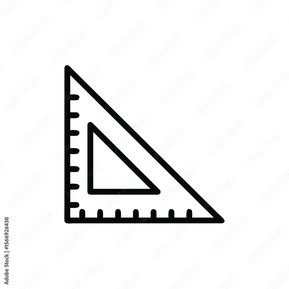 Poster outline a right triangle ruler with measurement markings on a geometry