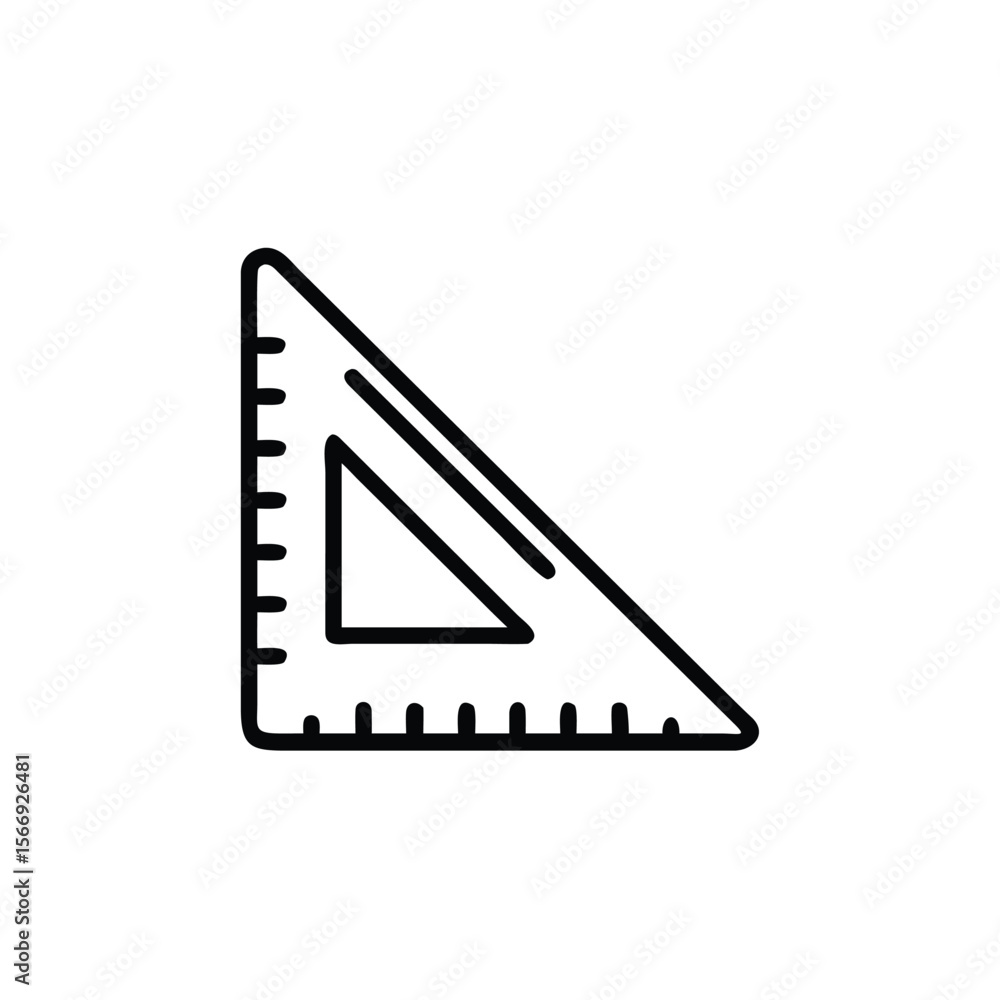 Poster handdrawn a right triangle ruler with measurement markings on rightangle geometry