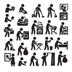 Comprehensive Household Chores & Cleaning Activities Icons