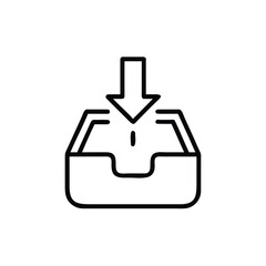 Obraz premium Handdrawn inbox symbol with downward arrow receiving tray on download