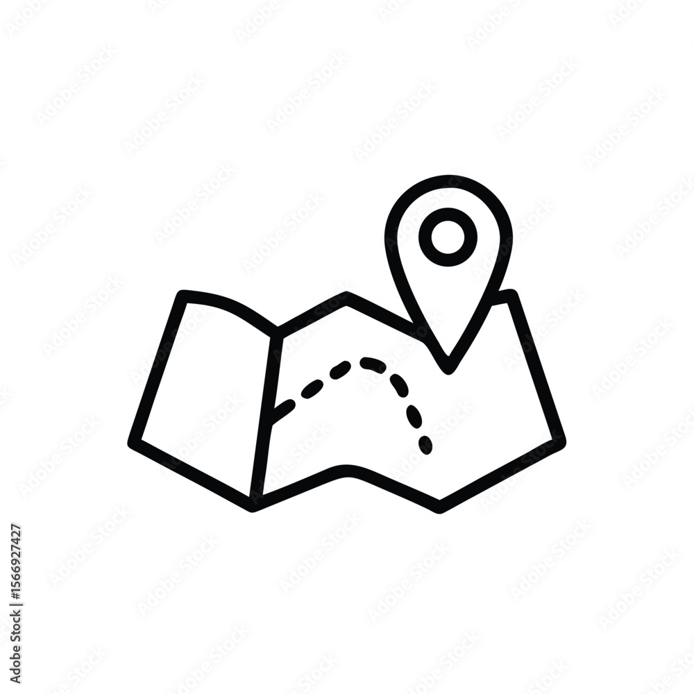 Poster line art map with location marker dotted path on travel concept navigation