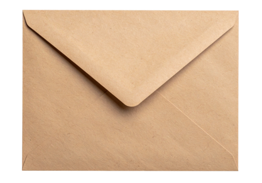 Sobre de papel kraft cerrado sobre fondo transparente png