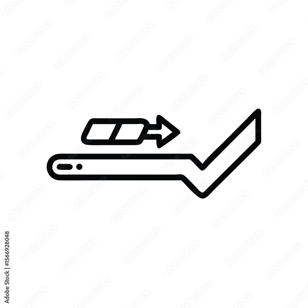 Poster line art symbol with arrow pointing right angled shape on direction