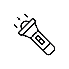 Handdrawn flashlight icon with light beams on a torch illumination