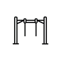 Line art a gymnastic horizontal bar with two hanging rings on a vector