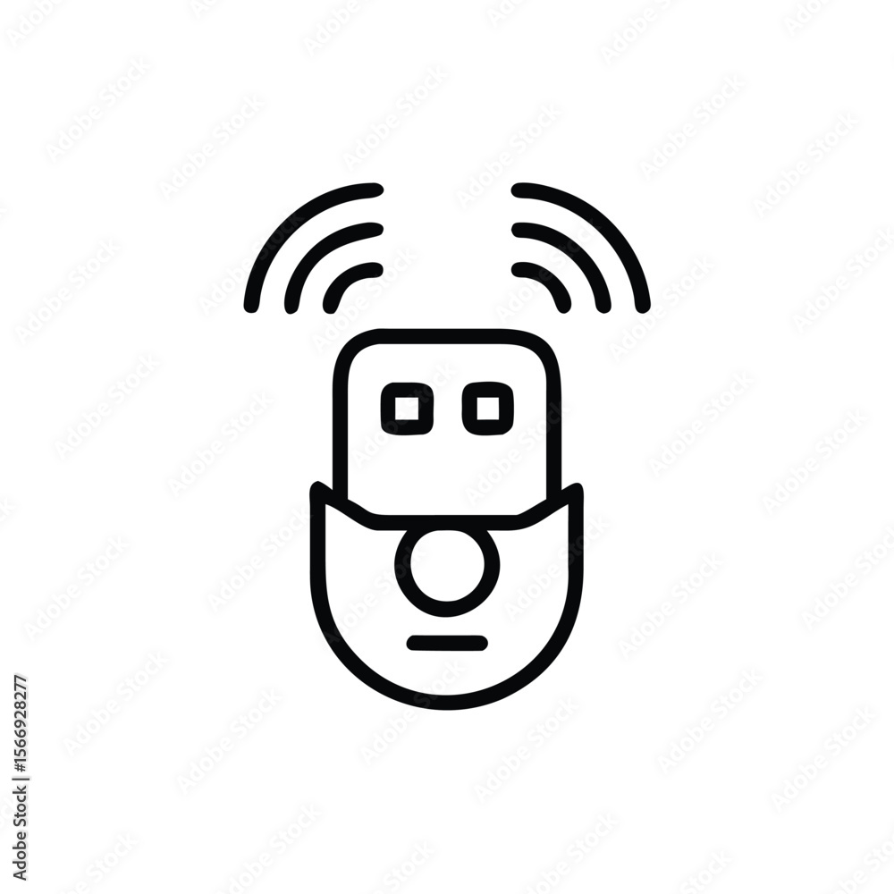 Poster handdrawn a device with two squares signal arcs on symbol icon