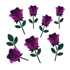 Elegant Purple Rose Illustration-Beautiful Floral Design-Modern Rose Clipart-Botanical Art-Perfect for Valentine's Day-Romantic Flower Graphic-Floral Background Design