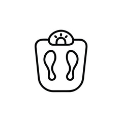 Outline a weight scale with foot-shaped areas a digital display on body fitness