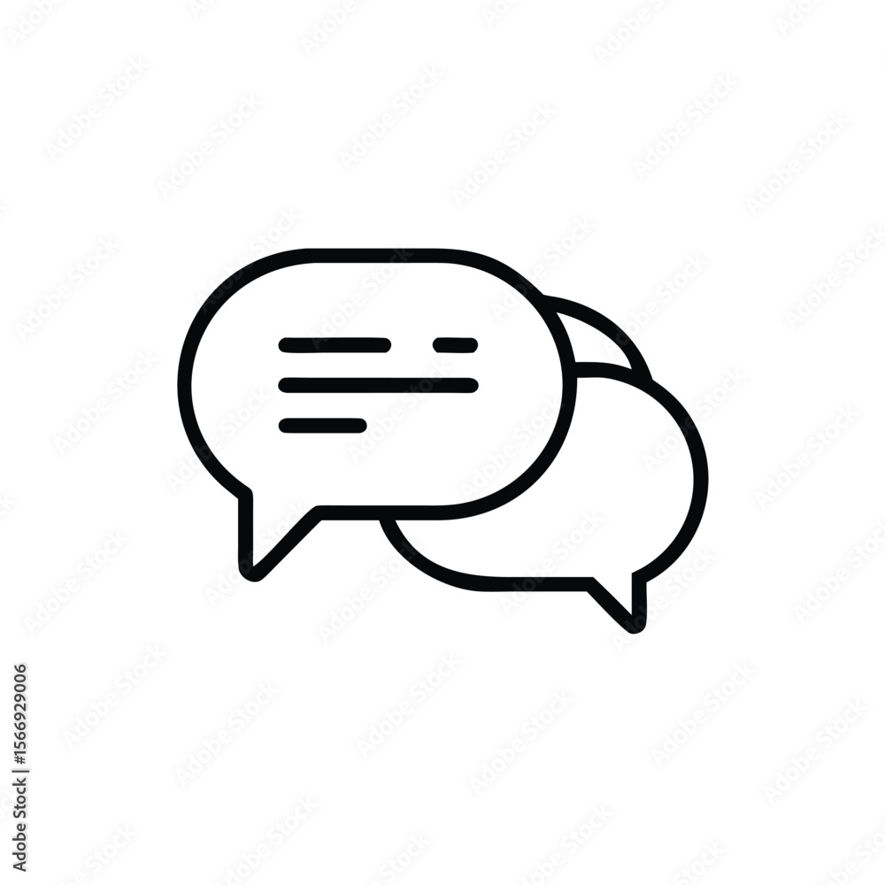 Aufkleber two speech bubbles with lines inside one a blank bubble on a chat talk