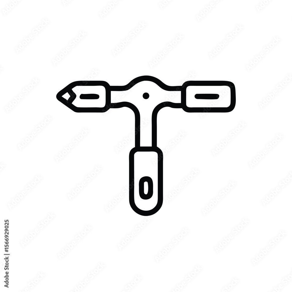 Poster line art a t-shaped tool with a pointed end two rectangular bars graphic
