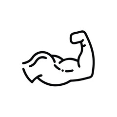 Line drawing a flexed arm muscle on a showing biceps forearm strength