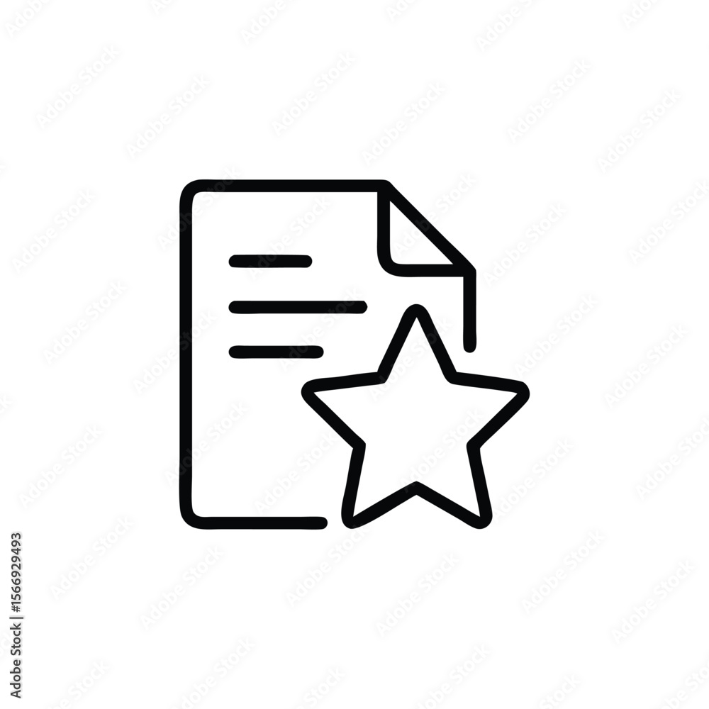 Poster outline document with lines a star symbol on a handdrawn file paper