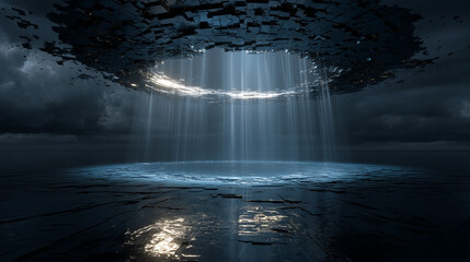 Abstract visualization of big data streaming from a digital cloud.