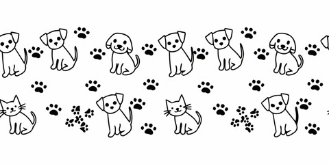 Adorable Pet Lover Digital Paper: Transparent Vector Illustration of Cats, Dogs & Paws in Playful Colors