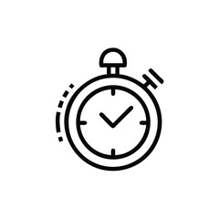 Stopwatch icon with check mark on showing time measurement timer clock