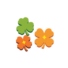 St Patricks Day Shamrocks-Lucky Four Leaf Clover Decoration-Festive Holiday Celebration-Orange and Green Floral Design-Irish Culture Icon