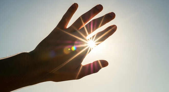 Hand blocking sun