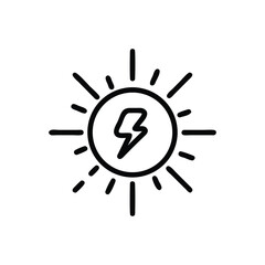 Handdrawn sun symbol with lightning bolt inside a circle on a energy
