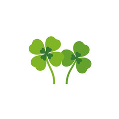 Two Green Four Leaf Clovers Symbolizing Irish Luck-St Patricks Day Celebration-Lucky Charms and Four Leaf Clover Vector Graphics-Good Fortune and Shamrock Symbolism
