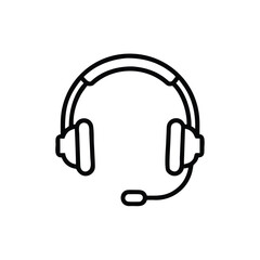Outline a headset with a microphone on a simple handdrawn design headphones audio