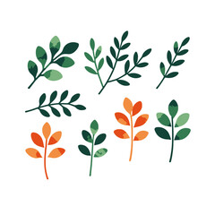 Watercolor Leaves Illustration - Green and Orange Leaf Designs - Botanical Art Print for Home Decor - Nature Inspired Wall Art- Modern Leaf Graphic