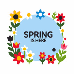 Welcome Spring-Floral Frame Border Design-Celebrating New Beginnings and Colorful Blooms-Perfect for Springtime Greetings and Invitations-Seasonal Graphic Design for Spring Events