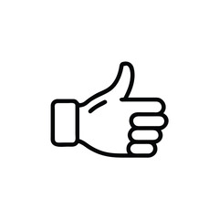 Outline hand gesture a thumbs up symbol on a representing approval agreement like