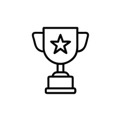 Outline trophy with star symbol on award icon vector