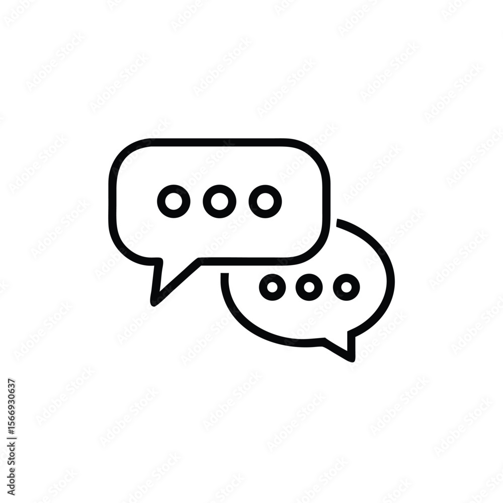 Poster outline speech bubbles with three dots inside on a communication concept talk chat