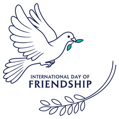 Obraz premium Single Line Outline Dove Teal Olive Branch International Friendship Day peace