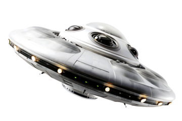     ufo unidentified flying object isolated on white background PNG ,AI GENERATED