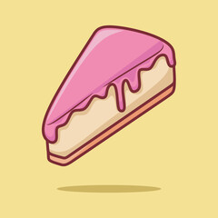 Cute vector strawberry birthday cake slice