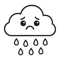 Cute Sad Cloud with Rain, perfect for weather-themed designs.