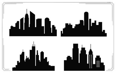 Obraz premium City Skyline Silhouette Set – Urban Architecture Variants in Grid Format