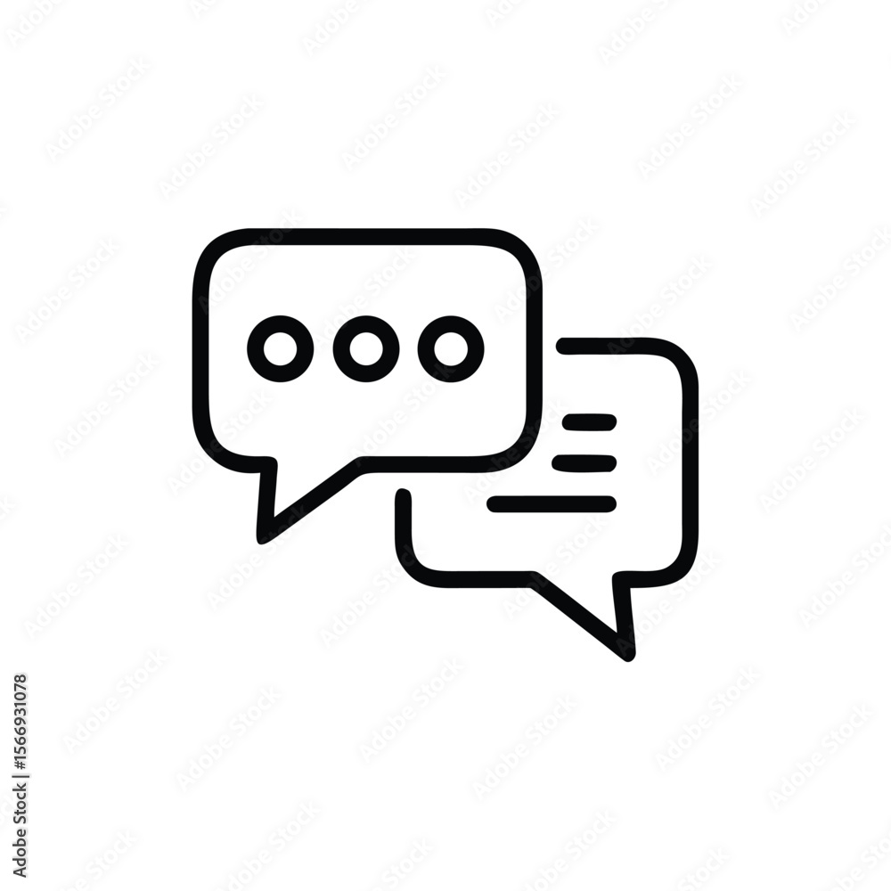 Poster two speech bubbles with rounded corners lines dots on a chat communication