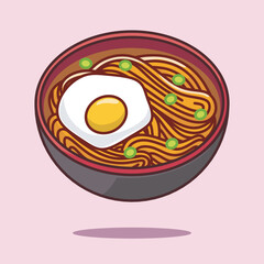 Hand drawn cute vector ramen noodle