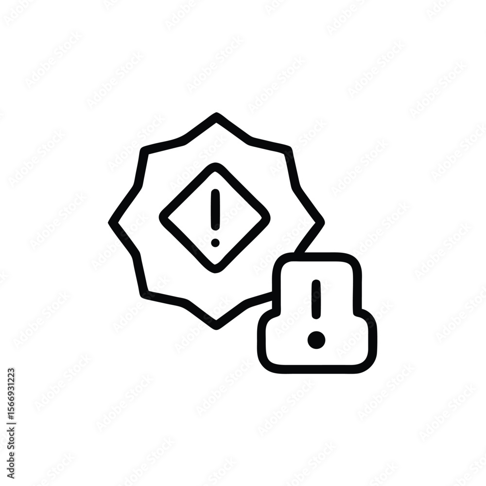 Poster exclamation mark symbols in a handdrawn style on a warning alert