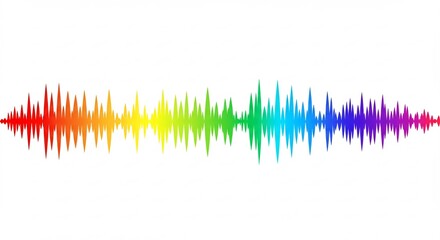 虹色に輝く 音波 カラフルな波形 美しい音楽ビジュアライゼーション. AI Generated