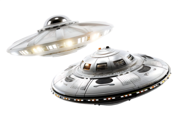     ufo unidentified flying object isolated on white background PNG ,AI GENERATED