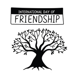 Obraz premium Black Stylized Tree Icon Interconnected Branches International Friendship Day white